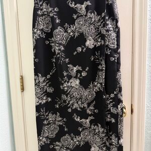Studio C Black and Gray Floral Maxi Skirt